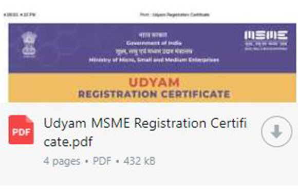 Udyam MSME Registration Certificate